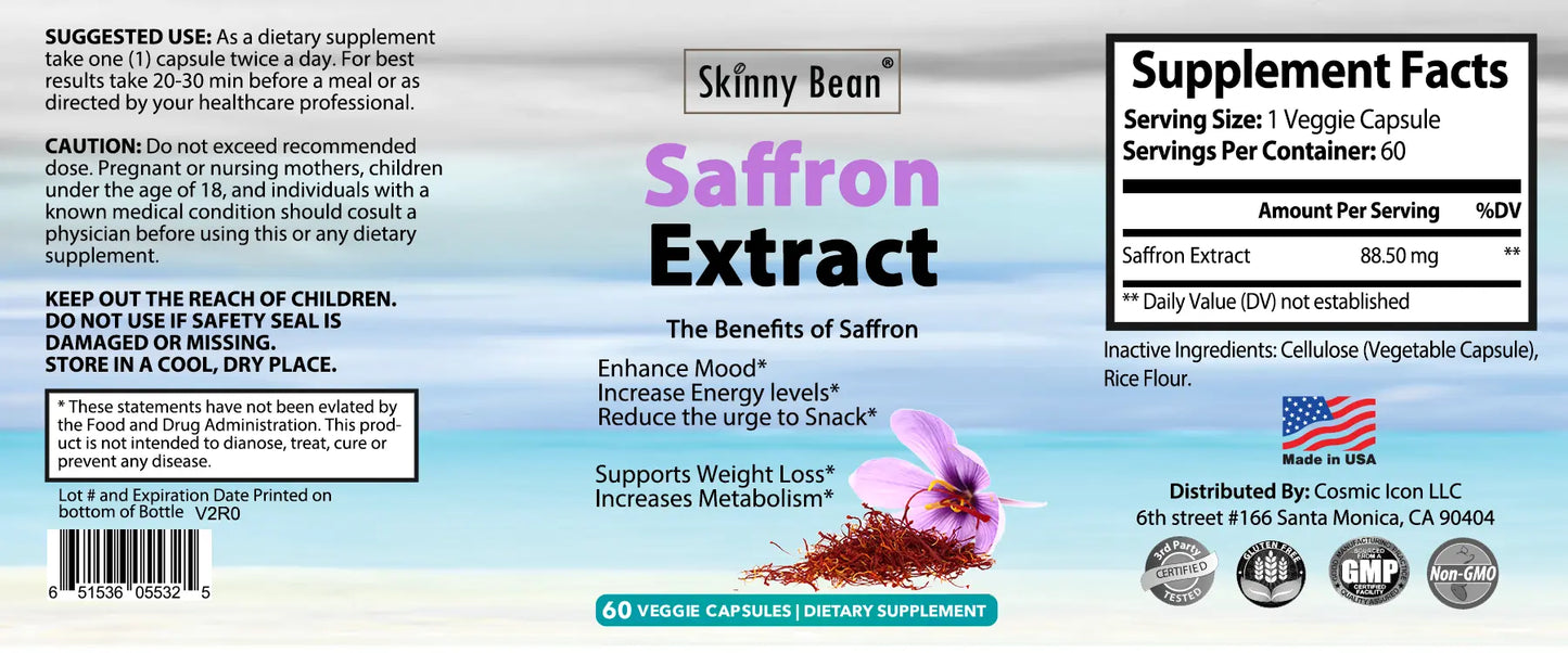 Saffron Extract Pure Metabolism All Natural Appetite Suppressant SkinnyBeanCo
